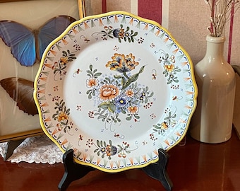wall plate Gien, handpainting pattern Rouen, old Rouen, collector&#39;s plate