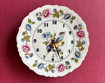 Horloge murale vintage en porcelaine de Limoge, horloge française vintage, french wall clock