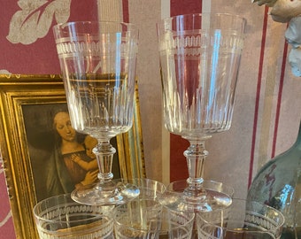 crystal clear Glass, earlycentury crystal water glass set, french glassware