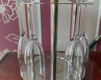 Servicio de champán, soporte de flauta de diseño en metal y latón.