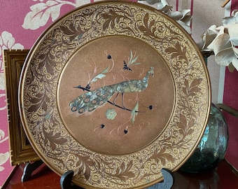 Antique J.P. Kayser Shon Crefeld plate late 19th century, 33 cm, Mother of pearl