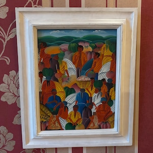 Fritz Charles (1940 - ) Haitian 20th century painting oil signed, Haitian art oil painting, original Haitian folk art painting