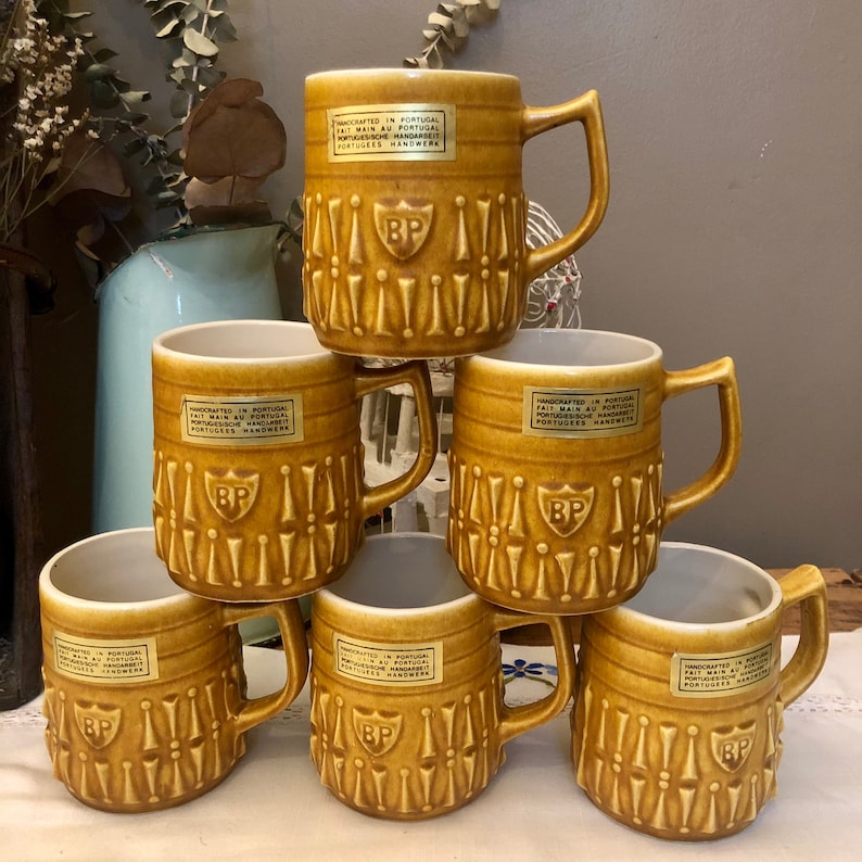 Coffee Mugs X6 Made in Portugal 70's Tableware 1970 Etsy