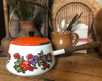 Vintage french  enamel casserole