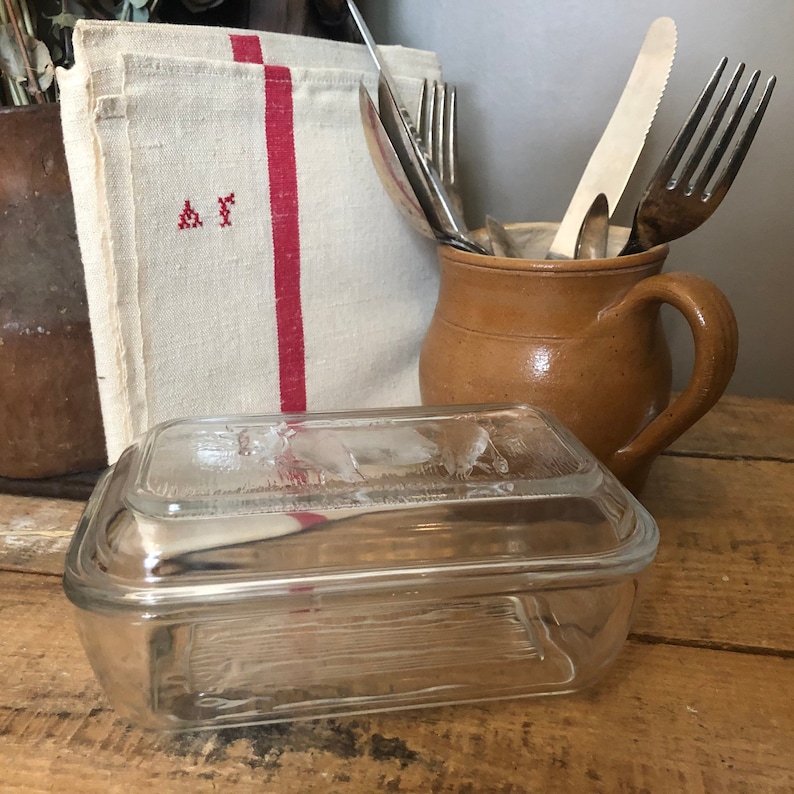 Butter Dish / Refrigerator Containing / Butter Flat Ribbed Etsy