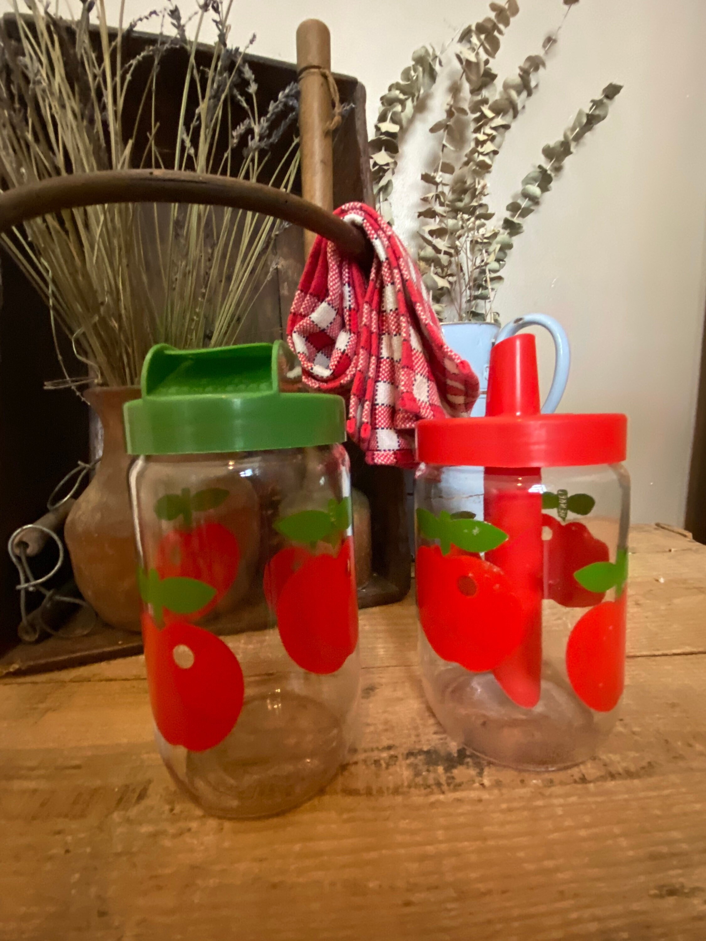 Pot en Verre Henkel Vintage, Bocal de Cuisine Rangement Cuisine, Pot Pomme