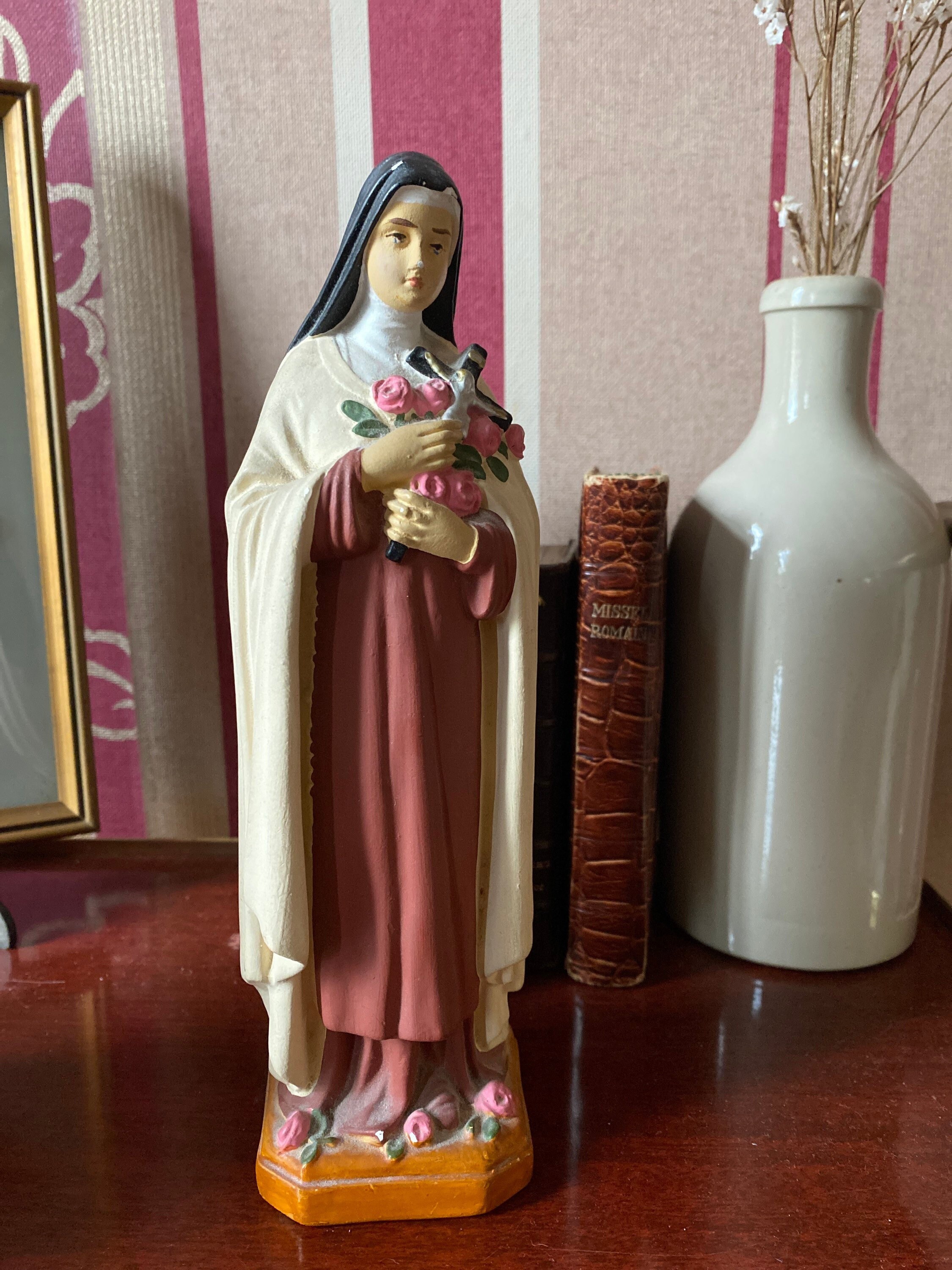 Sainte Thérèse de Lisieux, From Lisieux Antique Francais Statue en Plâtre Vintage, Icone Religieux