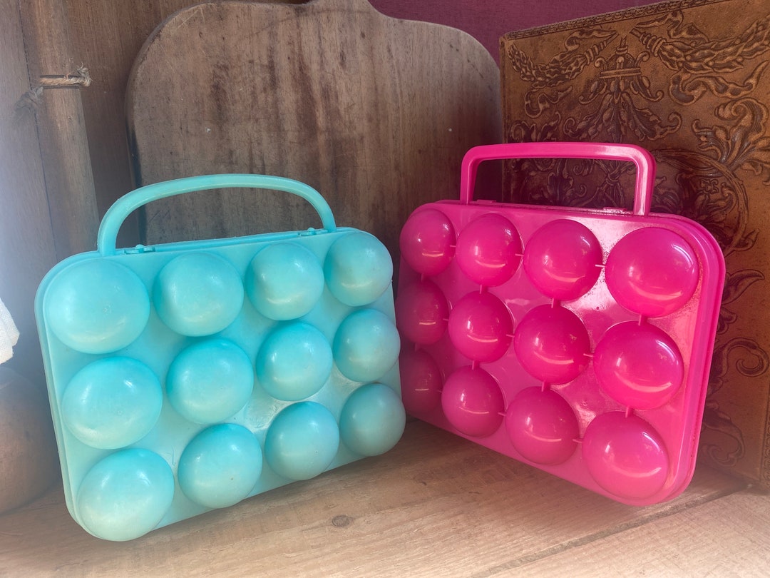 Vintage Egg Box for 12 Eggs From the 1970s, Rustic Kitchen Plastic Egg