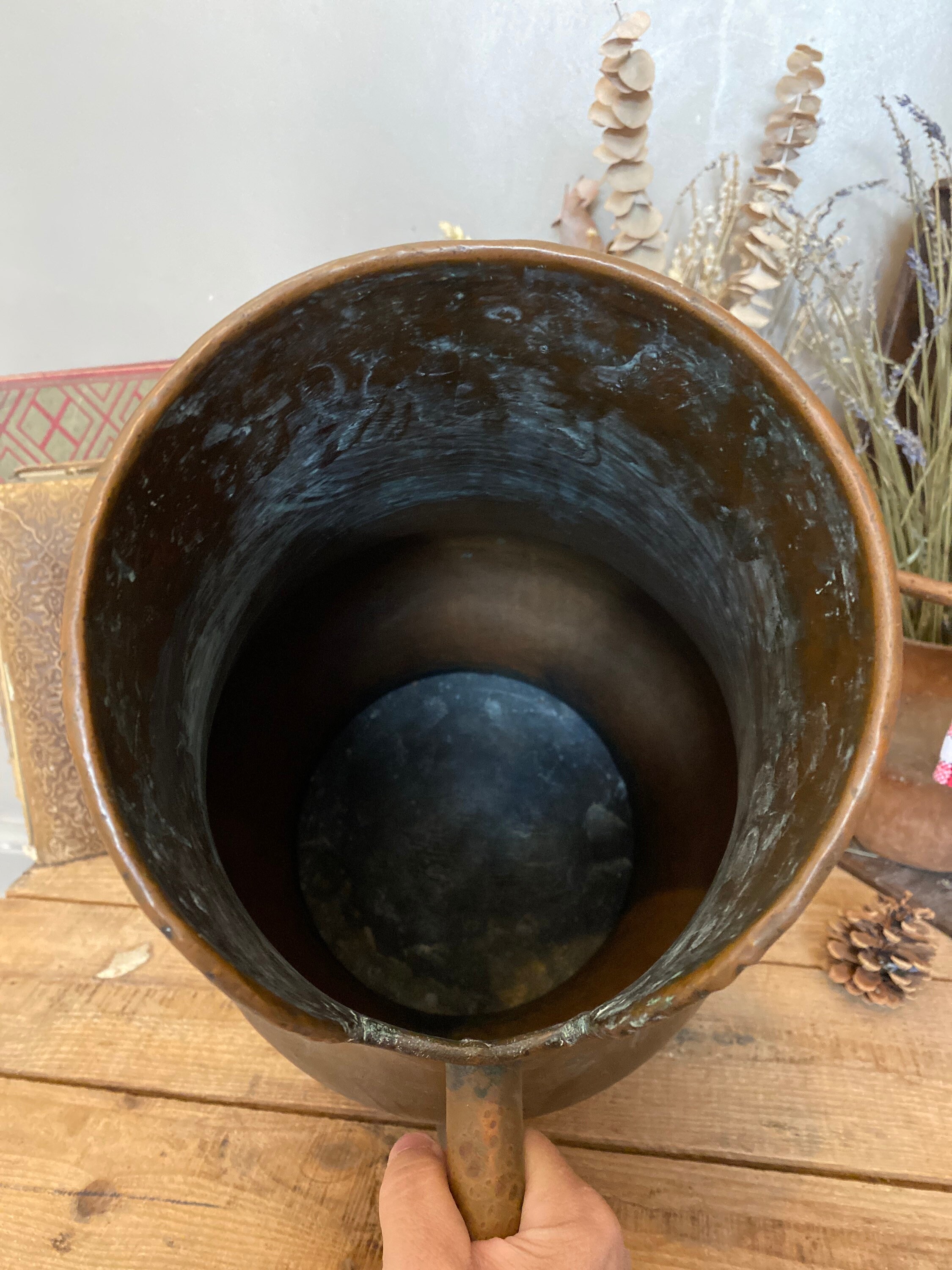 アンティークフランスXXLバケツ、XXL銅ピッチャー傘立て銅、農家の銅