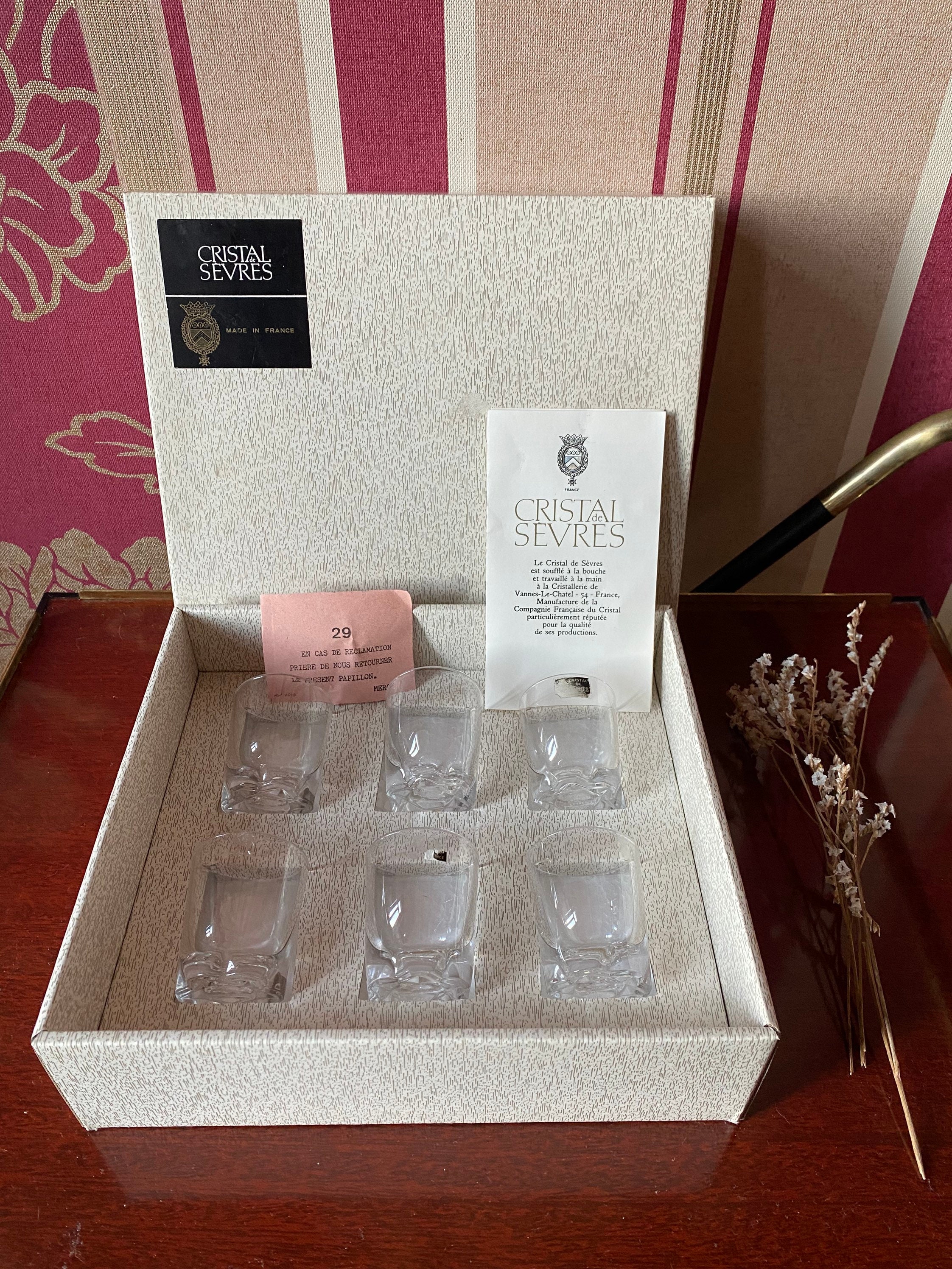 Sevres Crystal, Set de 6 Verres à Liqueur/Shot Saké Modèle «Lavoisier» Cristal, 1970's, Cristallerie