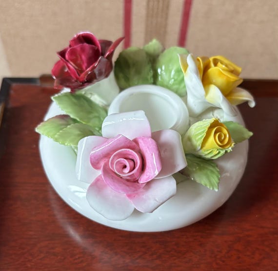 Vintage Royal Adderley Soft-paste Porcelain Candlestick With Pink