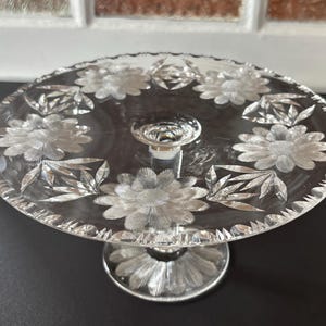Crystal Compotier, Crystal Footed Plate, Antique Crystal Clear Plate, Gift Idea