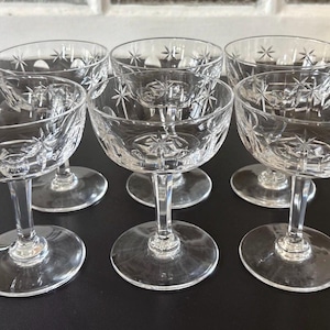 6 vintage crystal Champagne glasses, 6x Champagne crystal Glass , earlycentury champagne coupe x6, glassware