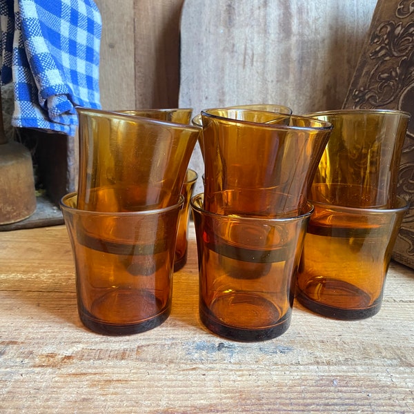 Duralex Amber Glass Tumblers, France 70’S, Art de la table, décoration rétro