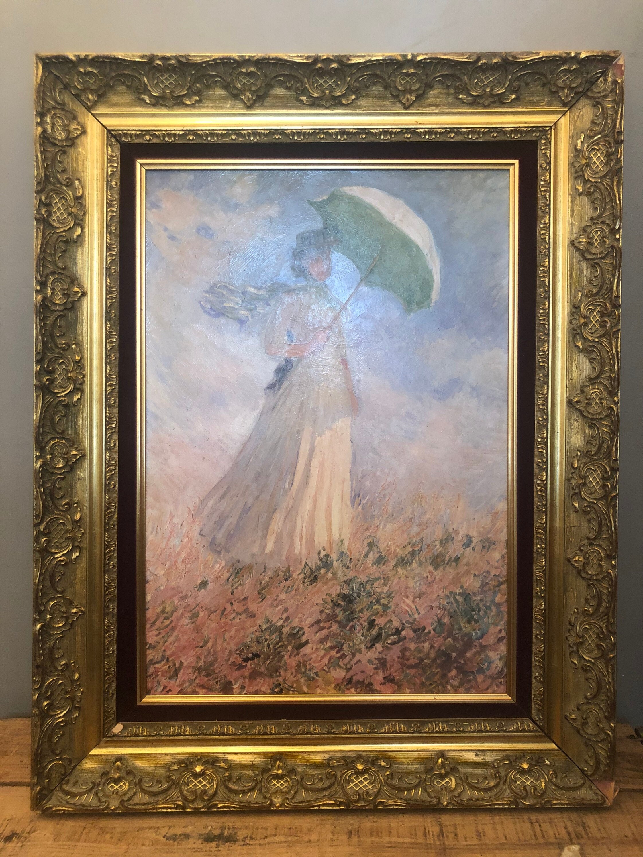Monet Femme à L'ombrelle Tableau Reproduction/ Beautiful Painting Oil/Canvas Décor Mural