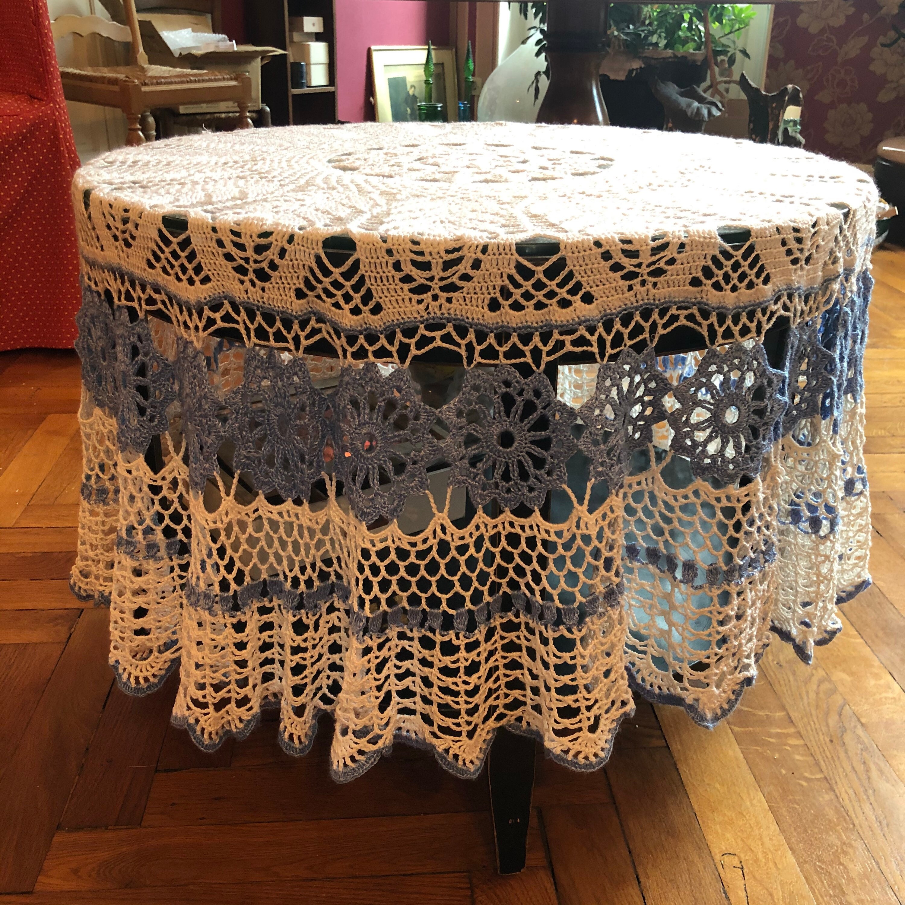 Country Park Vintage Style Crochet Nappe, Nappe Ronde, en Dentelle Blanche Ronde Au Crochet 100% Mai