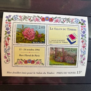 Hoja bloque 2 sellos postales de FRANCIA NUEVOS, sin usar Para colección, Correos de la República Francesa, Sello francés auténtico