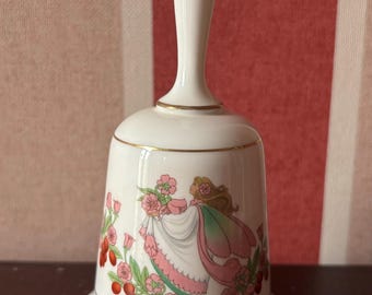 Vintage Franklin Mint Porcelain Flower Fairy Bells 1979s, Gold