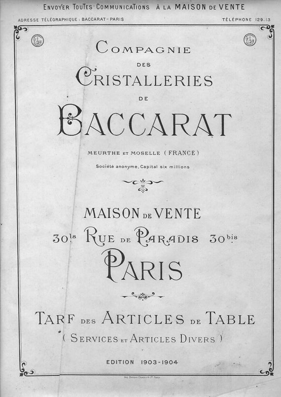 Baccarat Crystal CATALOGUE 1903-1904, 163 Pages to Download