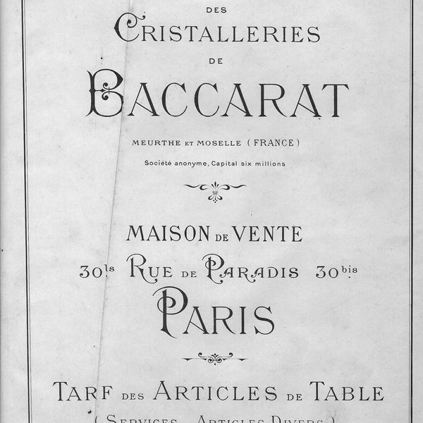 Cristal de Baccarat CATALOGUE 1903-1904, 163 pages à télécharger, téléchargement numerique