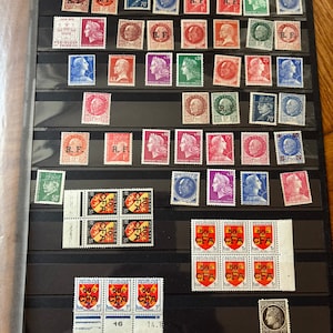 Correo de Francia, 50 sellos postales antiguos de NUEVA FRANCIA, no cancelados Para colección, Poste République Française, Sello francés auténtico