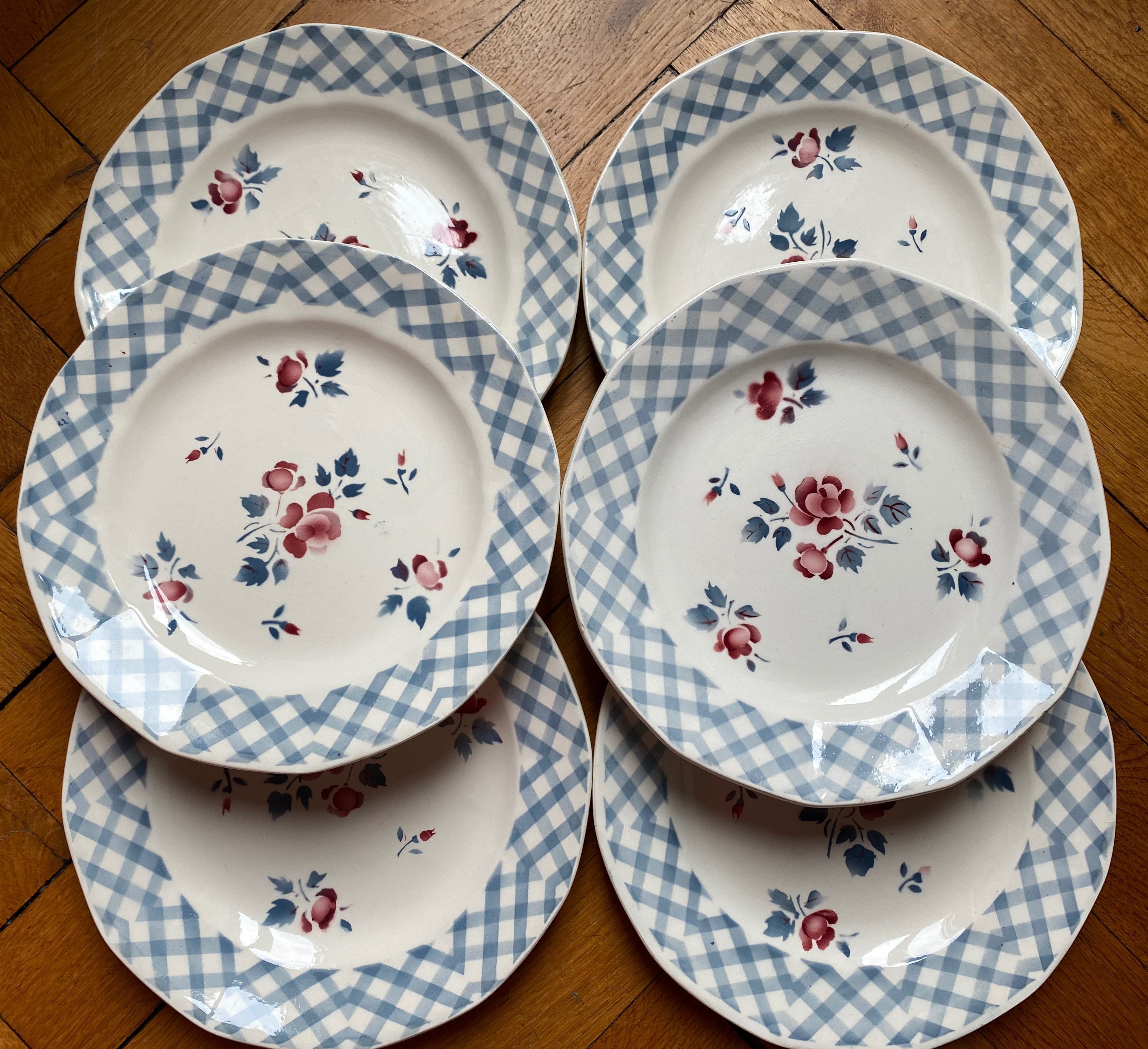French Vintage Digoin Sarreguemines 6 X Dessert Plates, French Plate, Campagne Chic