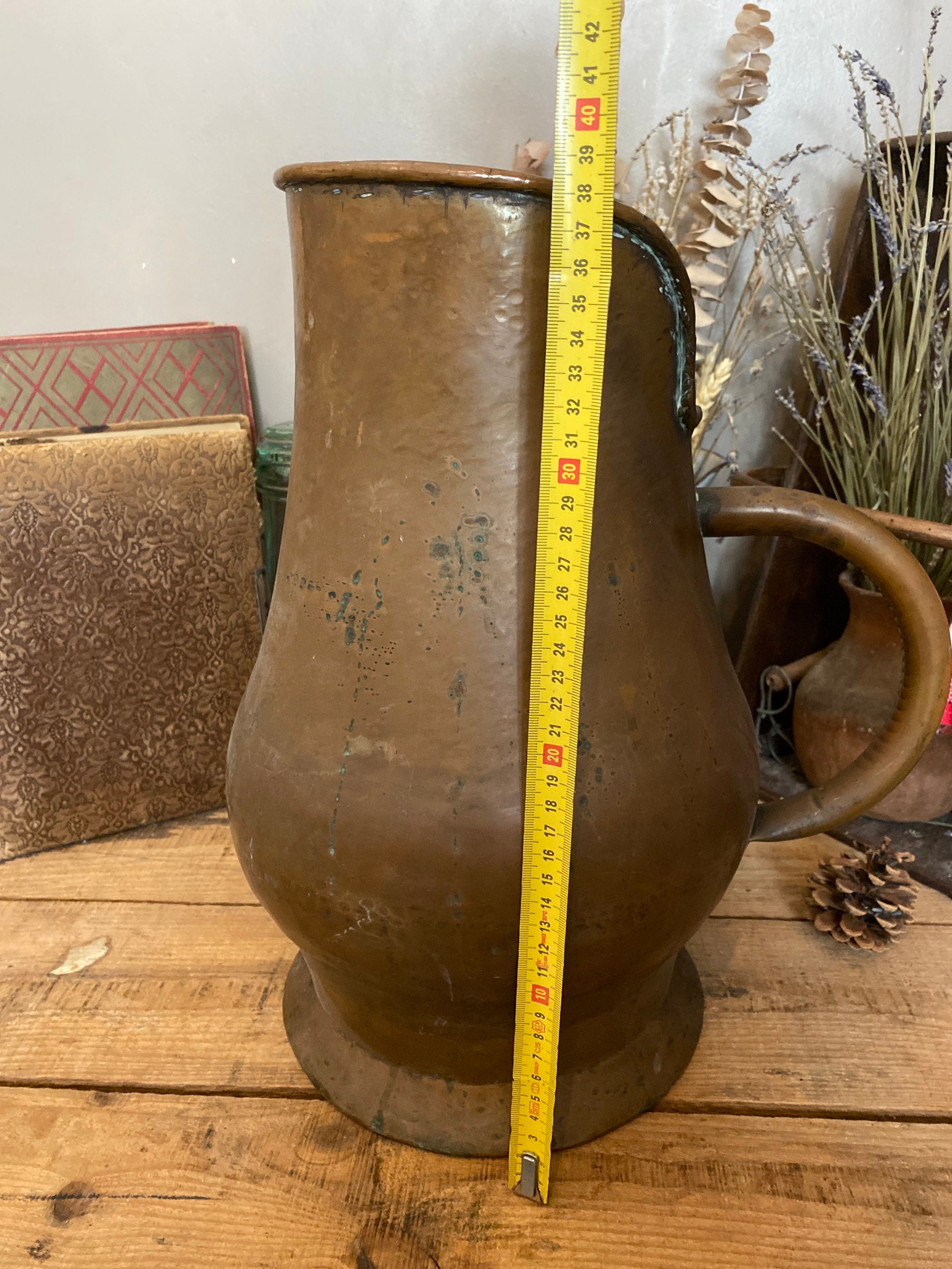 アンティークフランスXXLバケツ、XXL銅ピッチャー傘立て銅、農家の銅