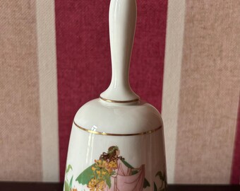 Vintage Franklin Mint Porcelain Flower Fairy Bells 1979s, Gold