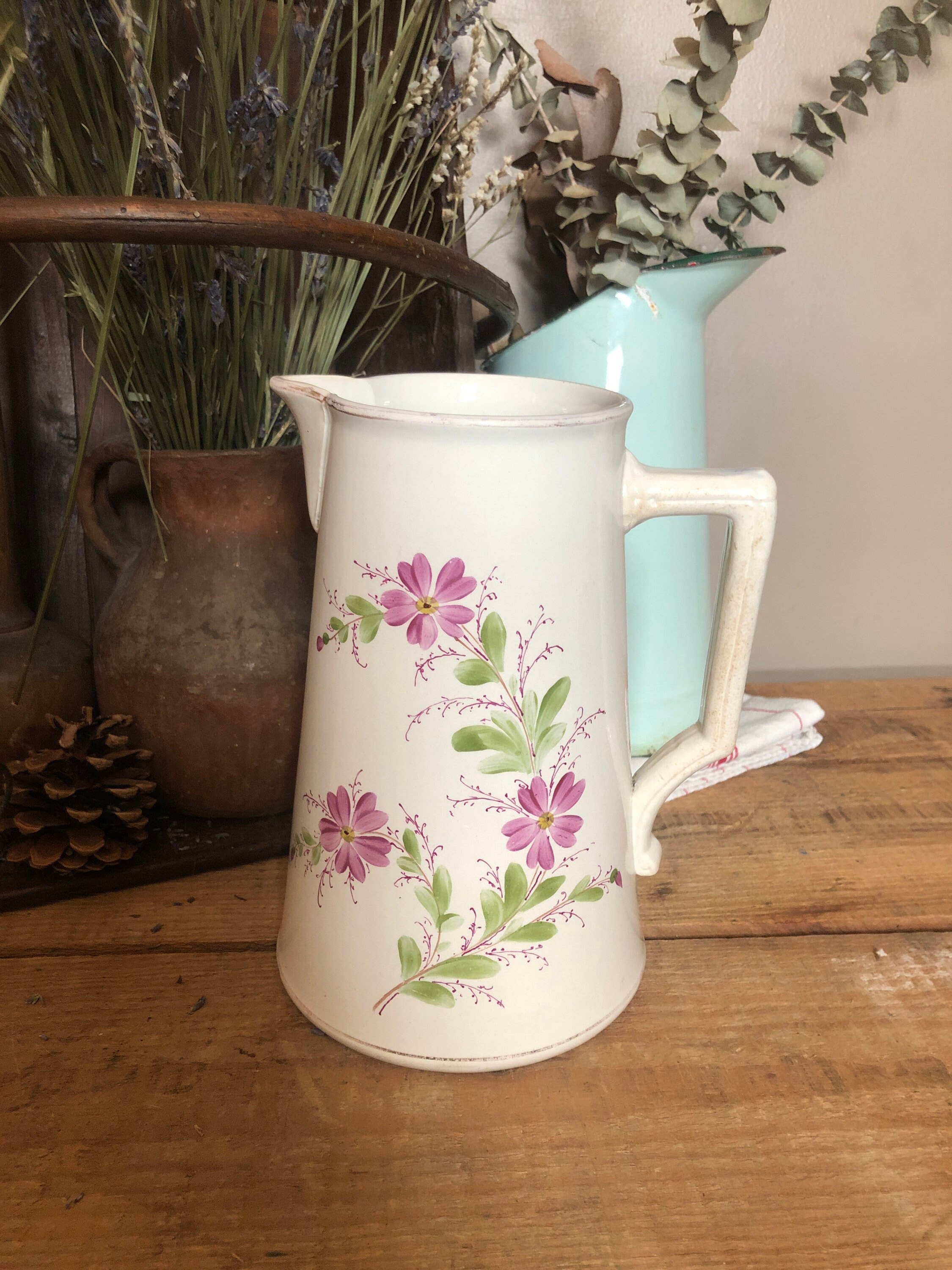 Digoin Sarreguemines Cruche de Lait Français, Pot Ferme Vintage, à Farmhouse, France Vintage