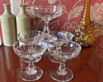 Champagne crystal Glass X2, earlycentury champagne coupe, set of 2, French glassware
