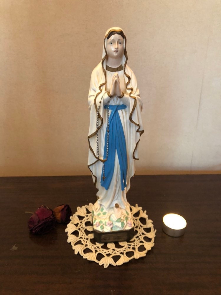 Virgin Mary Statue Signée Bacci Made in France