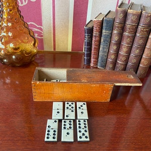 Complete vintage dominoes set, wooden, vintage board game, vintage France