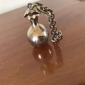 Vintage Charm Keychain, SALVADOR DALI, Silver Plated Perfume Bottle, Salvador Dalí Silver Metal Keychain Surrealist Style