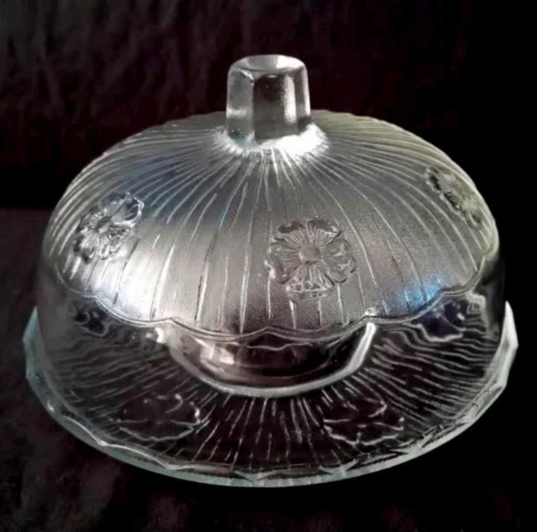 Assiette De Service En Verre Pressé Pour Cloche à Fromage - Occasion Très Bon État