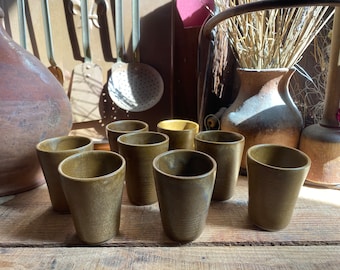 Set of 4 Grespots Digoin French Vintage Stoneware Mugs Glasses
