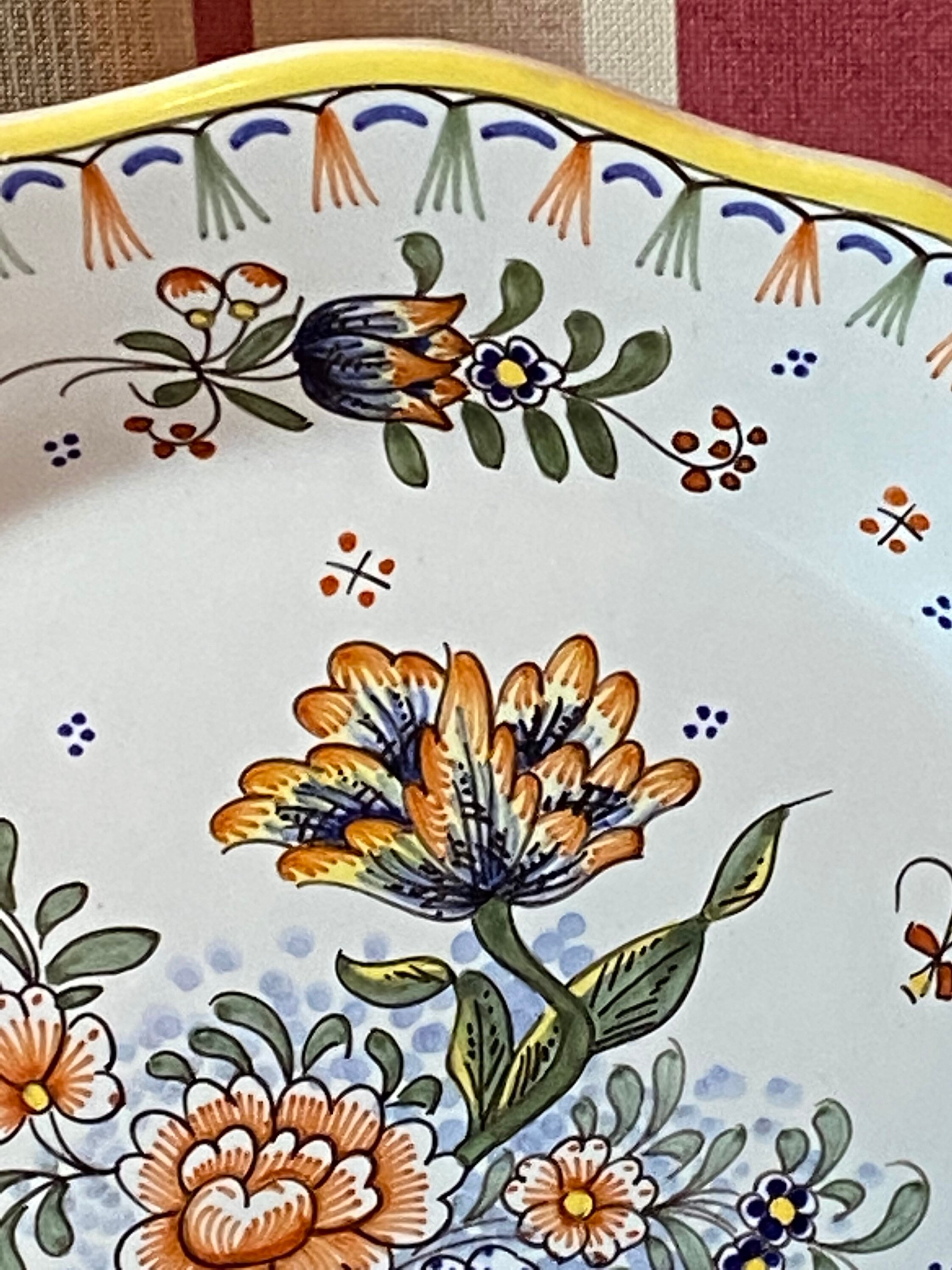 Wall Plate Gien, Handpainting Pattern Rouen, Old Rouen, Collector's ...
