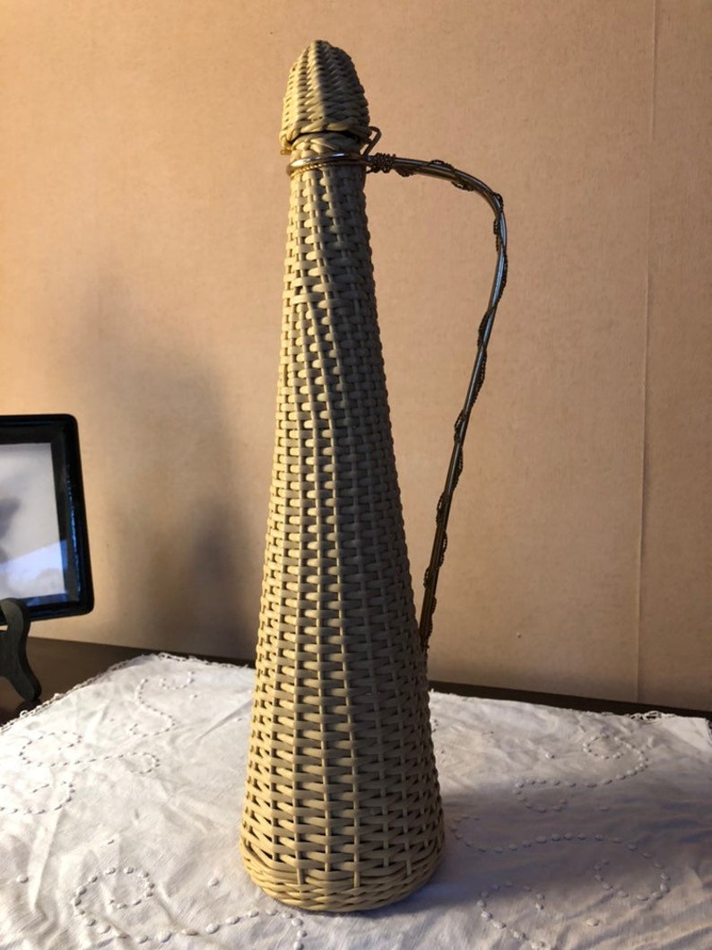 Genie bottle carafe decanter old bottle wire scoudibou vintage 70/'s Demi john half