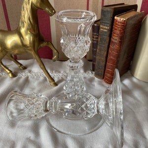 Crystal Candlestick Duo, Set of 2 Vintage Candlesticks, Vintage Crystal Stick X2