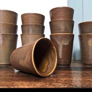 DIGOIN, lot de 6 gobelets vintage en grès, eau, limonade, gobelets à cidre, tasses médiévales en grès, tasses en poterie, motif - France