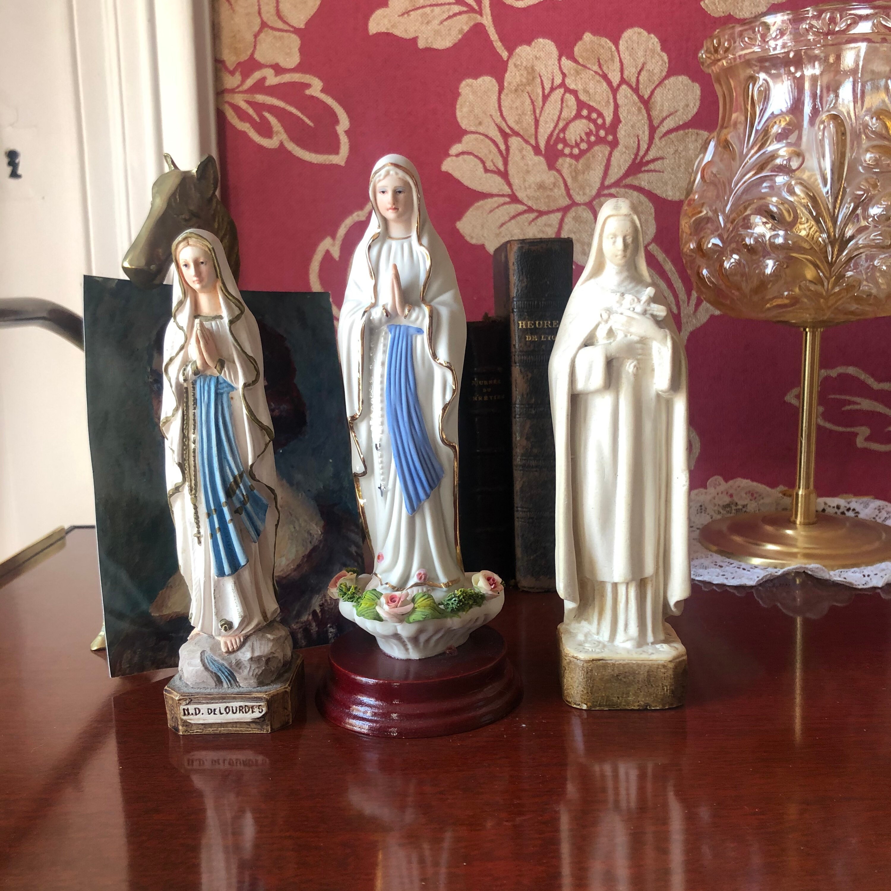 Virgin Mary Statue/Ancien Portugal Statue Madonna Fine Porcelaine Polychrome Made in Portugal