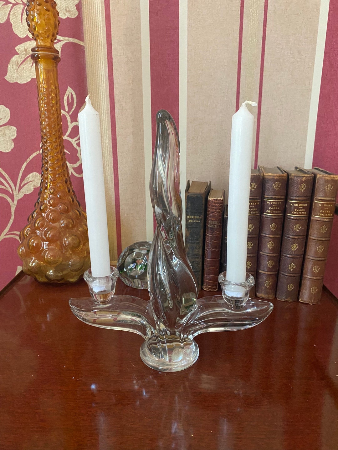 Art Deco Crystal Candlestick/chandelabra, Vannes Chatel Style, 2-branch  Candelabra - Etsy, image size:1080x1440