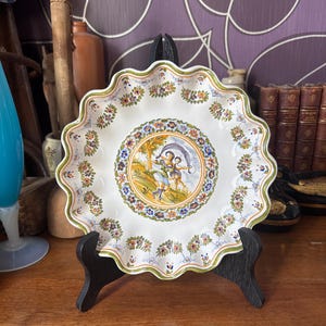 French Faience plate Moustiers Style signed