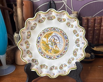 French Faience plate Moustiers Style signed