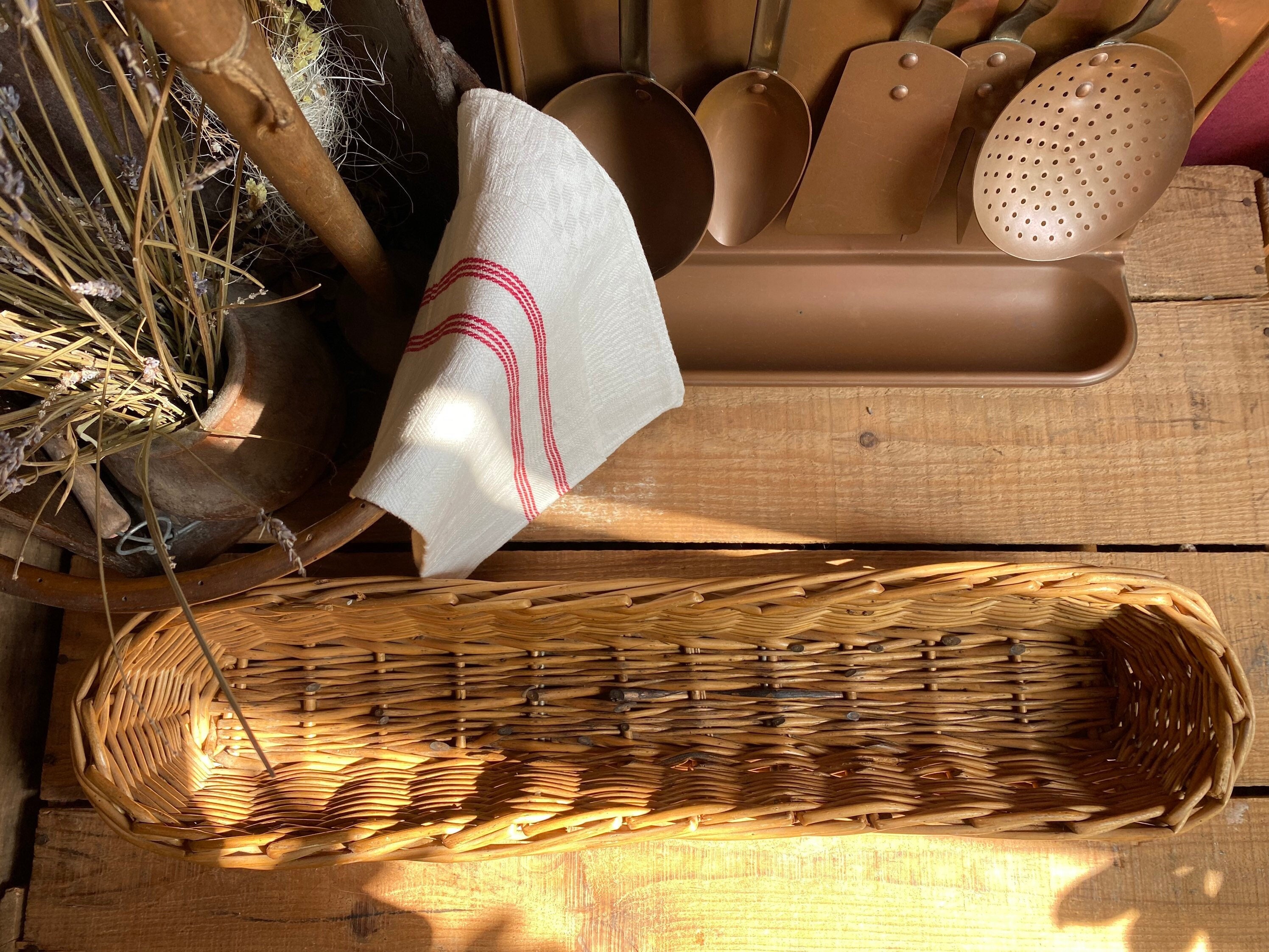 French Wicker Basket 23 X 3 Po , Large in Stressed Wicker, Old Baker's Basket