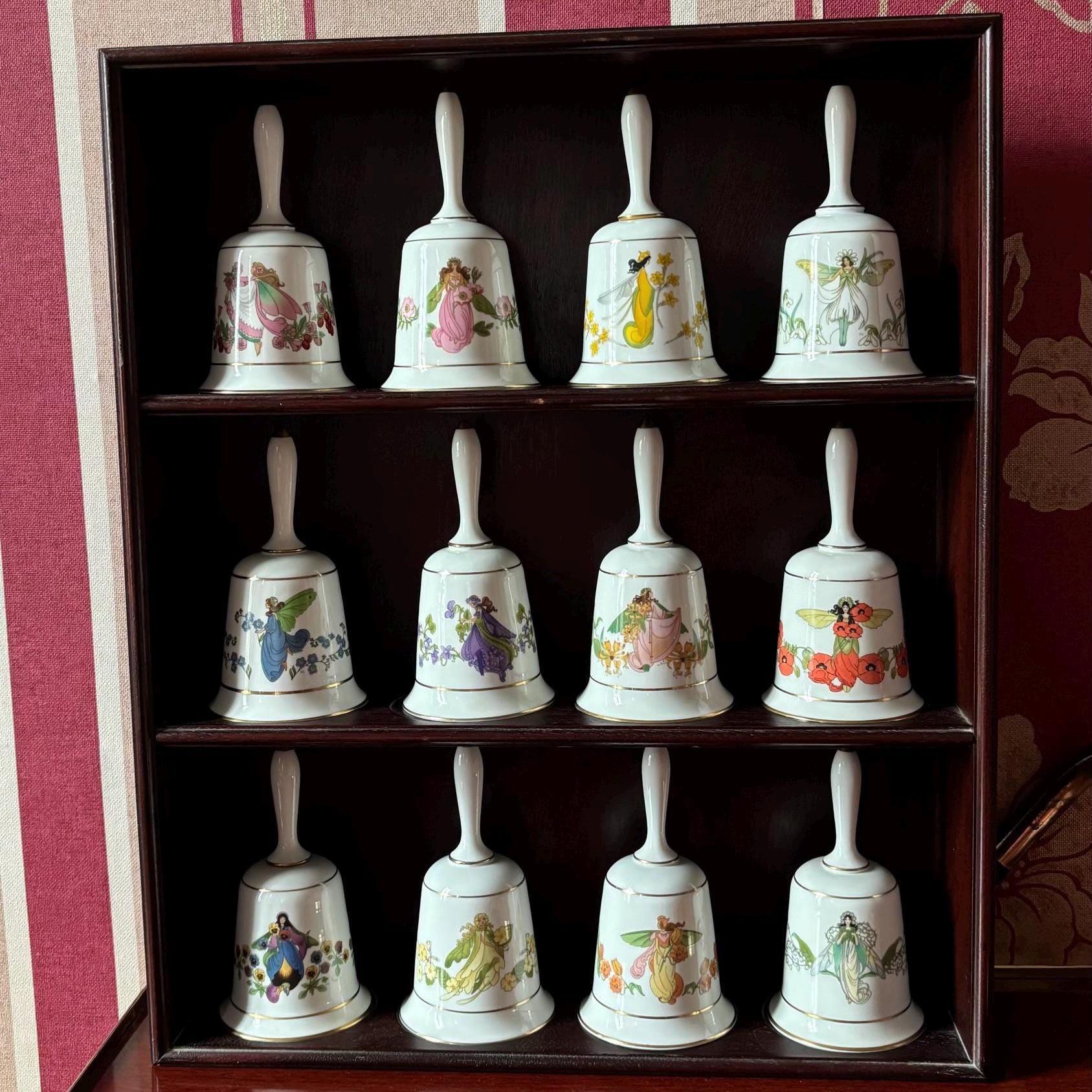 【希少】FRANKLIN PORCELAIN 花の妖精 磁器製ベルコレクション Vintage Franklin Mint Porcelain Flower Fairy Bells 1979s, Gold
