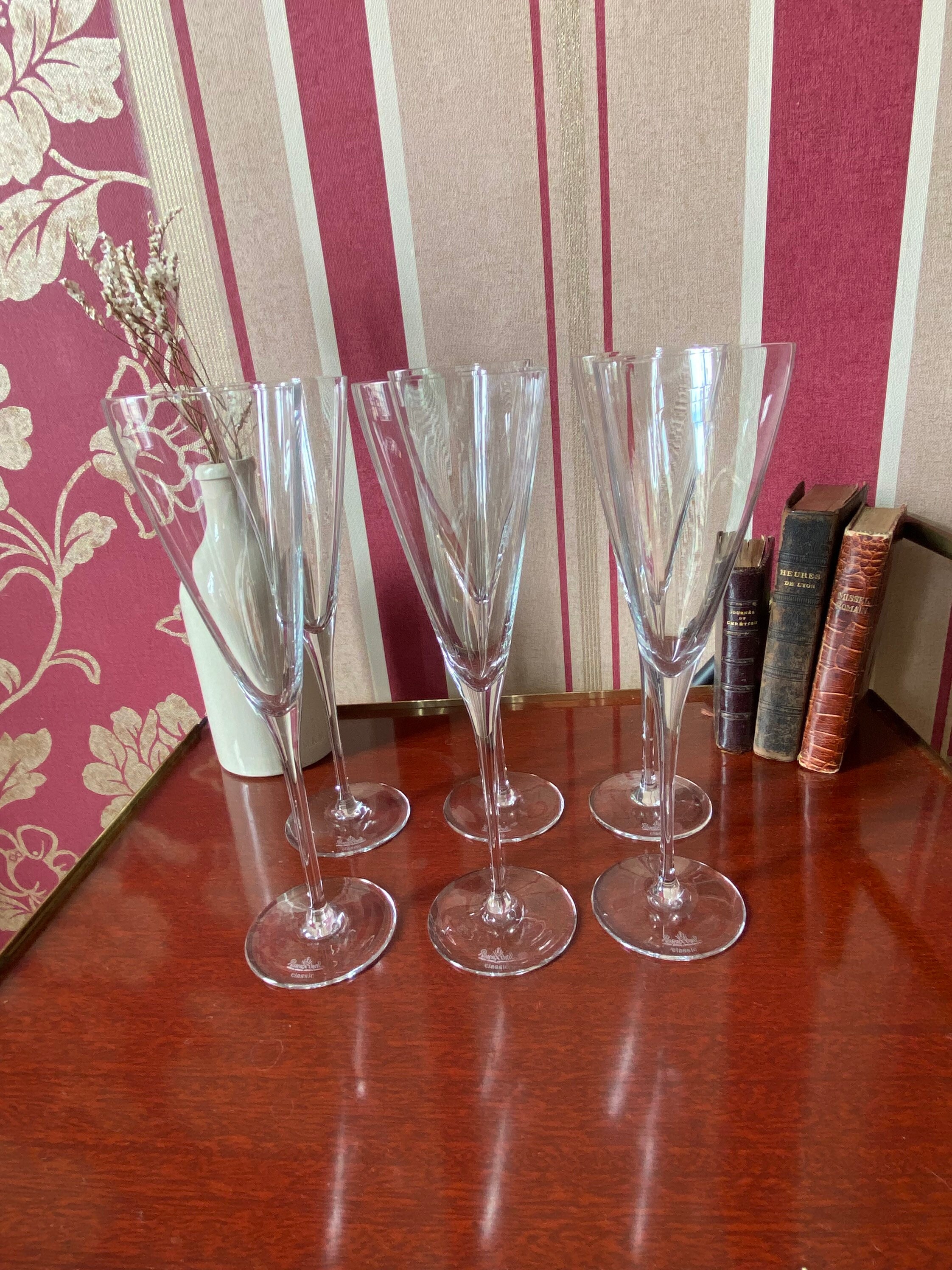 Vintage Rosenthal Classic Flute Glasses X6, 6 Flûtes à Champagne, Flutes en Cristal, Art Déco