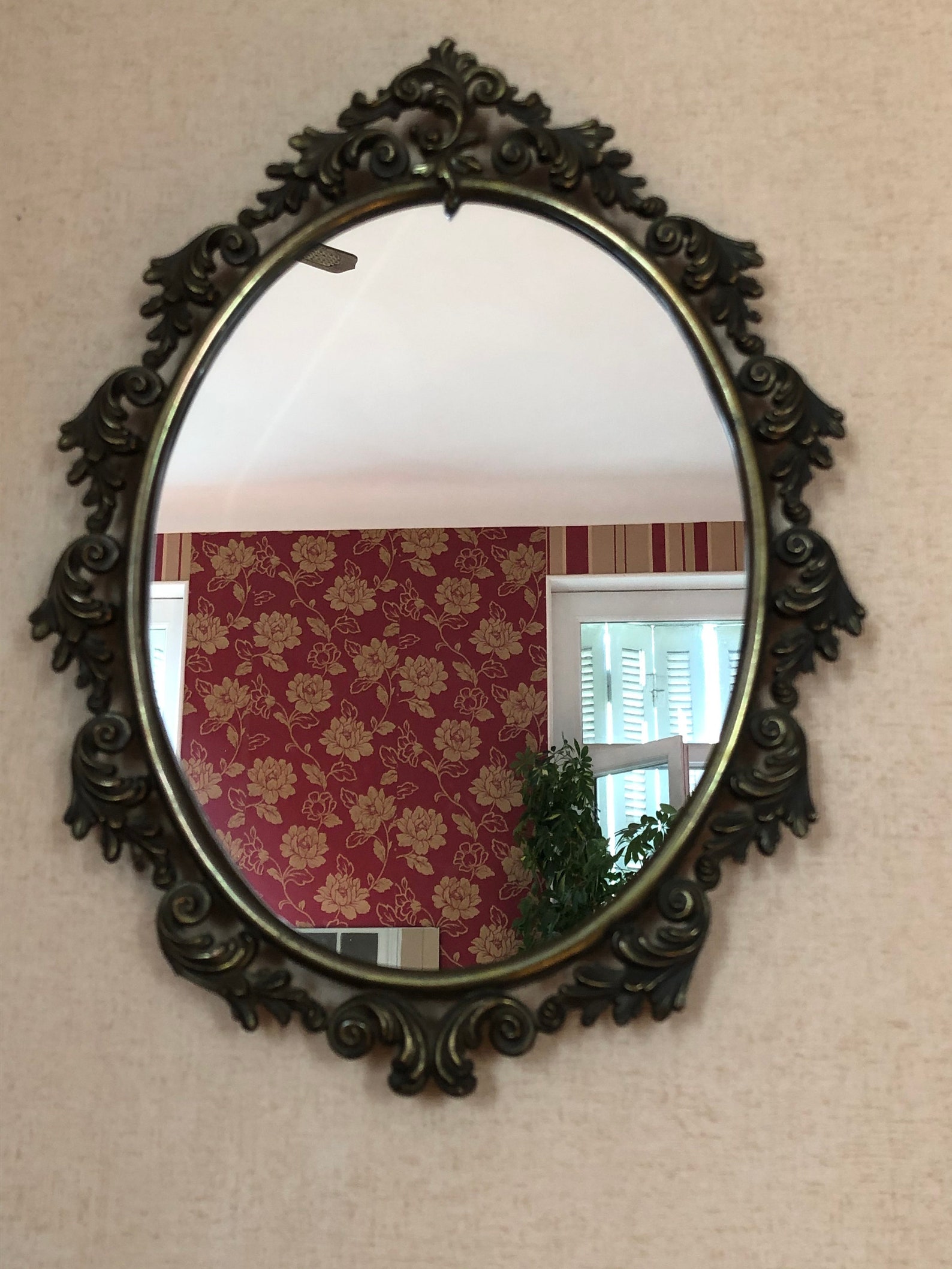 Bathroom mirror art nouveau art nouveau oval mirror metal/ Etsy