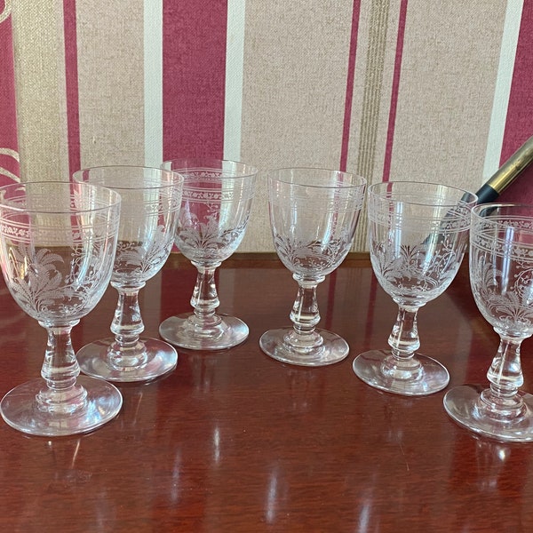 Baccarat glass,  6 petits verres Baccarat modèle Fougères, Vintage french Crystal Glass