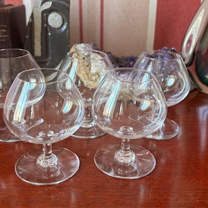 Baccarat glass, 5 signed Baccarat cognac / digestif glasses, Vintage French Crystal Glass