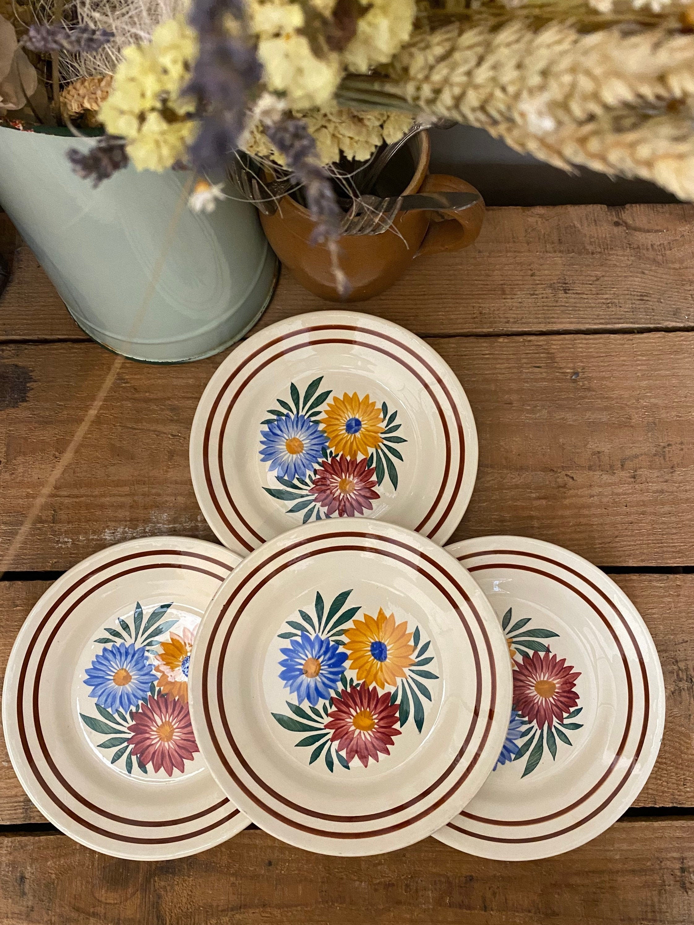 Français Vintage Ironstone Dessert Plates, Made By Choisy Le Roi France X 4 , Assiettes à Made in Fr